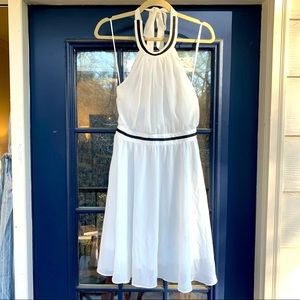 White high neck dress, backless